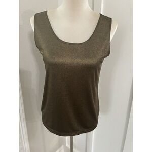 Chicos Travelers Sleeveless Tank Top Shell  Gold Metallic Sz 1‎